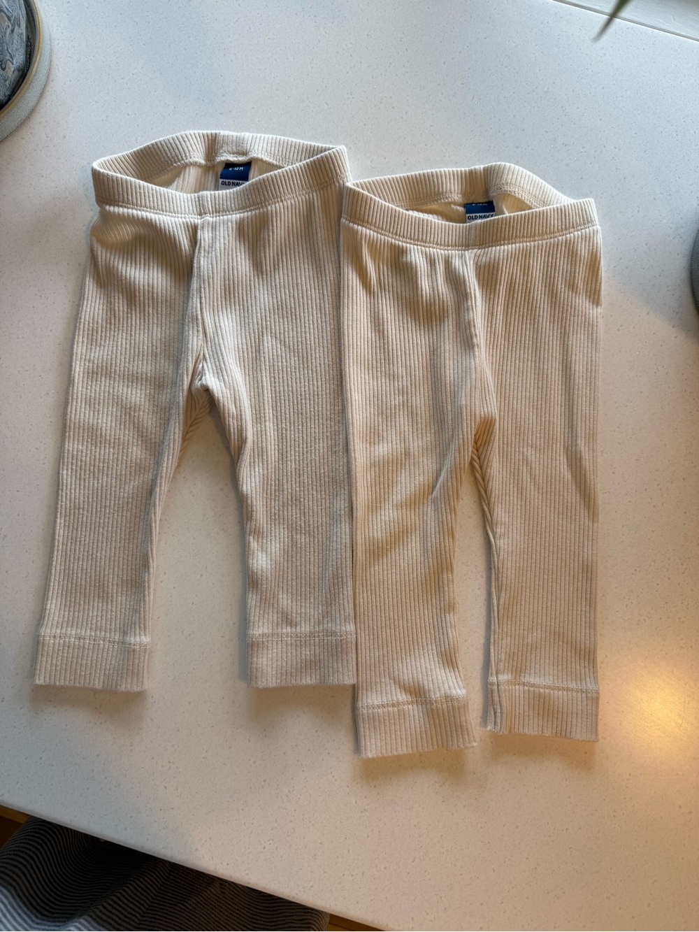 Old Navy Cream Ribbed Baby Leggings - Set of 2
